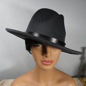 Fabulous! Fun Stylish Fashionable Wide Brim Hat Fedora Cowboy Hat Dark Gray